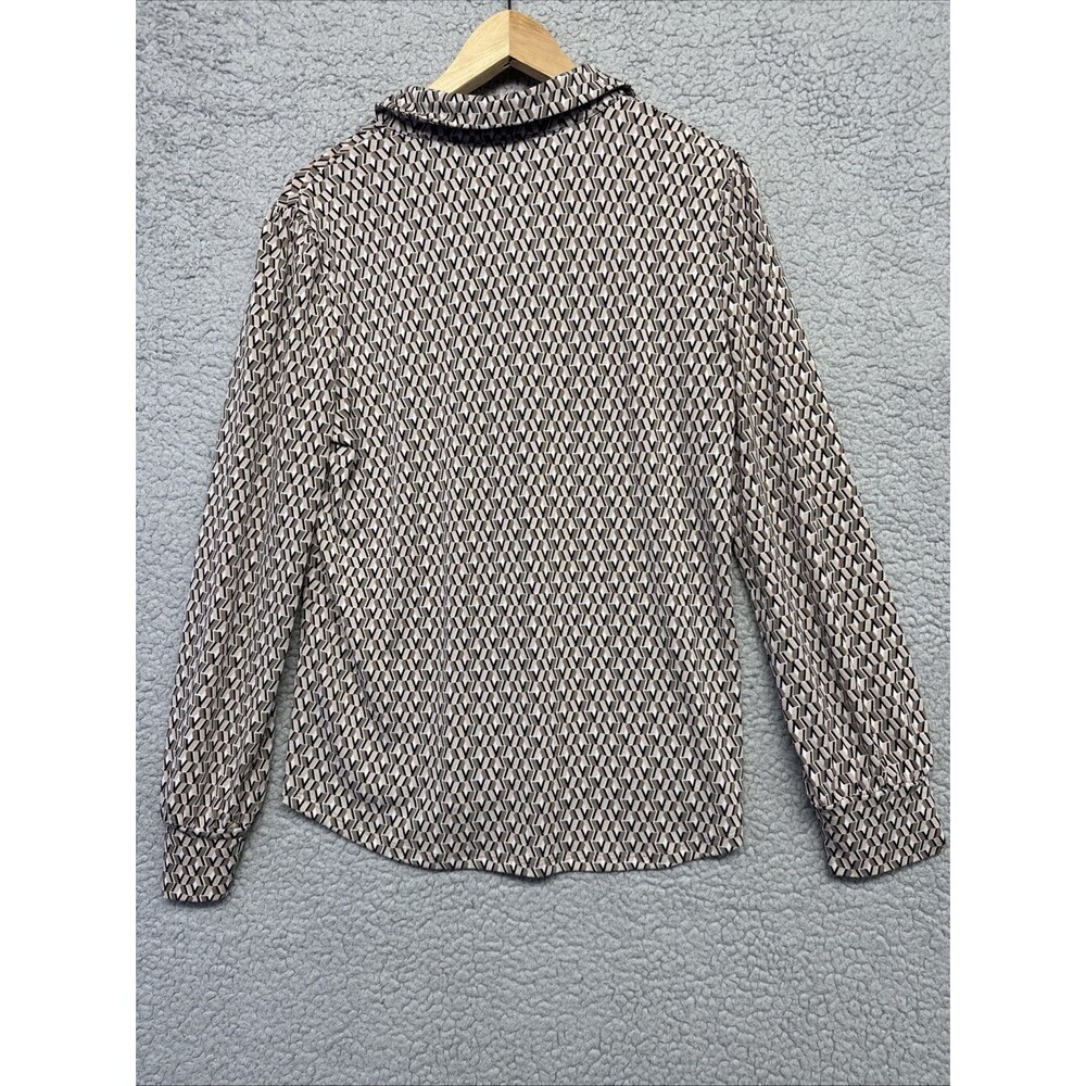Adrianna Papell Geometric Print Long Sleeve Pullover V Neck Blouse Size Small - Picture 4 of 8